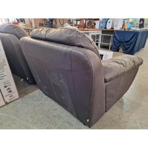 132 - 'CIMA' Brown Leather 3-Piece Suite of 2-Seater Sofa and 2 x Matching Armchairs, (3)