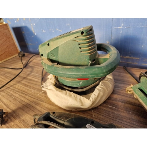 566 - Tool Collection; Parkside Car Polisher, Electric Nailer / Stapler and an Orbital Sander, * Basic Tes... 