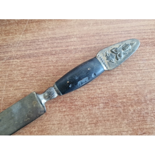 84 - Carving Set in Wooden Stand with 'Cyprus', Together with Thai 'Samran' Kinfe, (2)