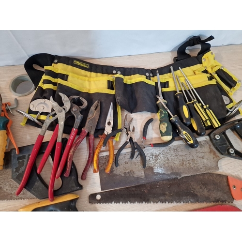 2 - Collection of Assorted Tools; Saws, Tool Belt, Screw Drivers, Pliers, Hammer, etc

[Nb. No Buyers Co... 