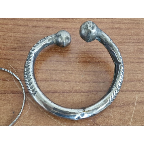 769 - Silver Plated Bangle Bracelet, Together with Hand Made White Metal Bangle Bracelet, (2)