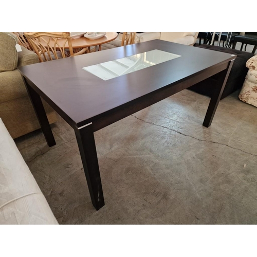 774 - Modern Rectangular Wenge Colour Dining Table with Inset Tempered Frosted Glass Top, (Approx. 150 x 9... 