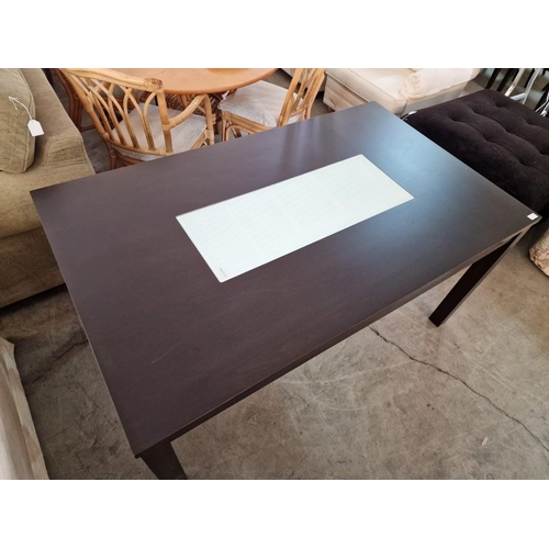 774 - Modern Rectangular Wenge Colour Dining Table with Inset Tempered Frosted Glass Top, (Approx. 150 x 9... 