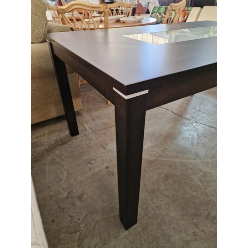 774 - Modern Rectangular Wenge Colour Dining Table with Inset Tempered Frosted Glass Top, (Approx. 150 x 9... 