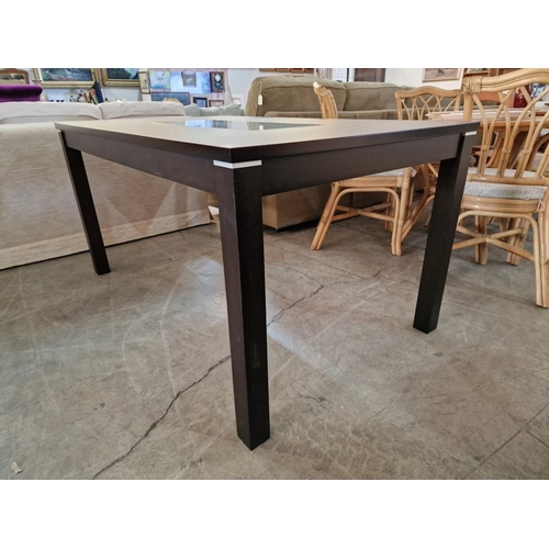 774 - Modern Rectangular Wenge Colour Dining Table with Inset Tempered Frosted Glass Top, (Approx. 150 x 9... 