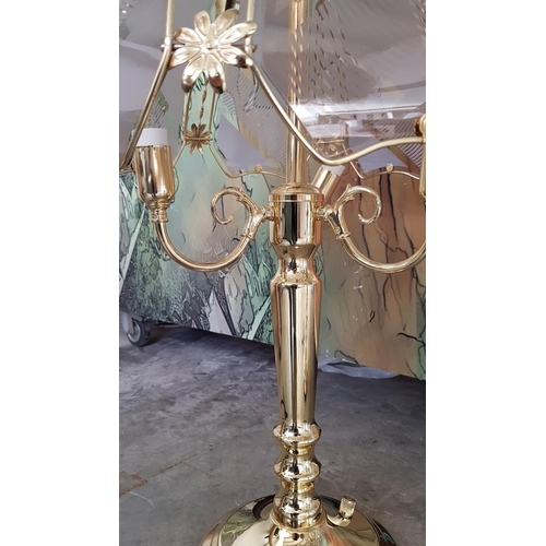 780 - Pair of Jumbo Lamps with Brass Effect Base and Glass Panel Shape (H:70cm each) (Un-Used, Un-Tested, ... 