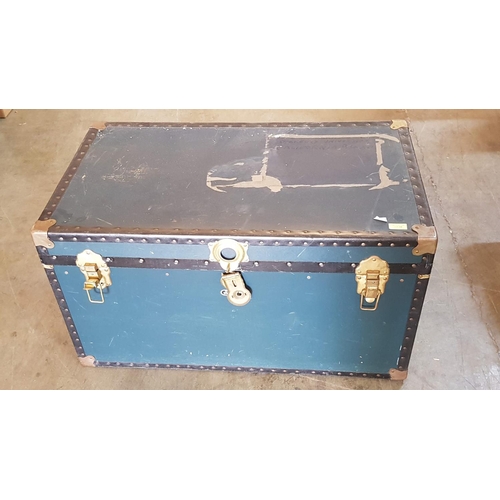 108 - Mossman Green Shipping Trunk Circa 1950 with Clasps & Handles (90 x 52 x 50cm)