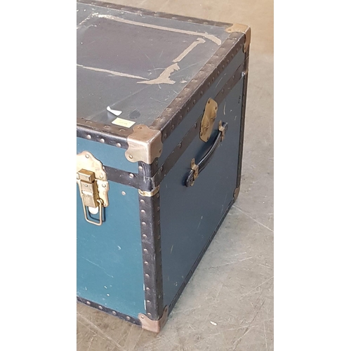 108 - Mossman Green Shipping Trunk Circa 1950 with Clasps & Handles (90 x 52 x 50cm)