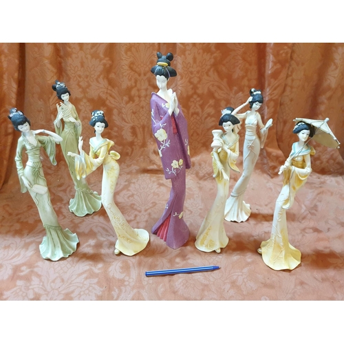 71 - 6 x Porcelain Oriental Lady Figurine Plus 1 Leonardo Collection of Lady Figurine