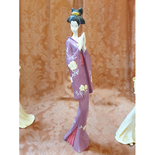71 - 6 x Porcelain Oriental Lady Figurine Plus 1 Leonardo Collection of Lady Figurine