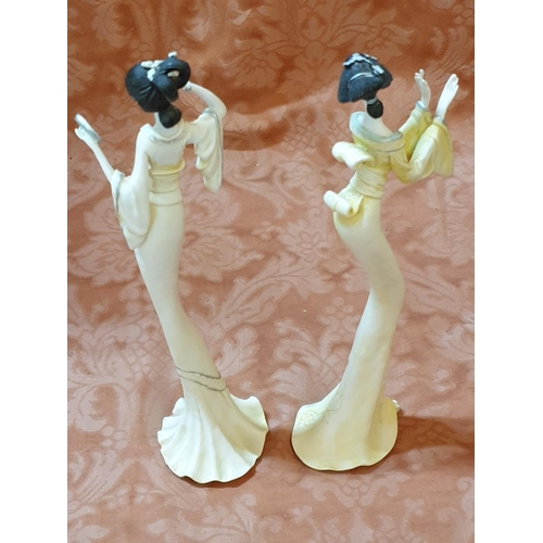 71 - 6 x Porcelain Oriental Lady Figurine Plus 1 Leonardo Collection of Lady Figurine
