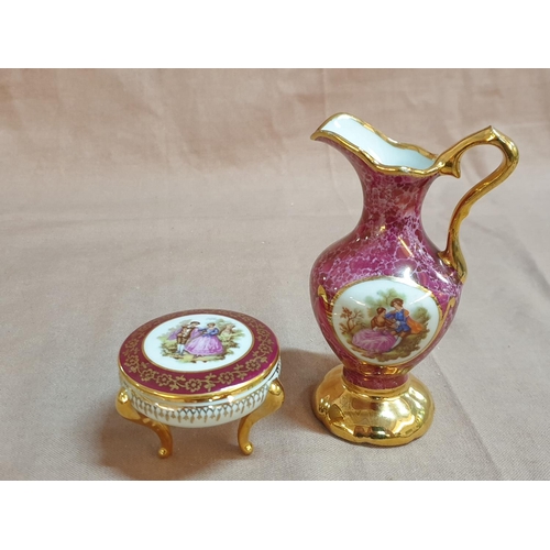 72 - 8 x Limoges of France Porcelain Pieces inc; Jug, Lidded Pot, and 2 x Other Odd Pieces of Limoge Porc... 