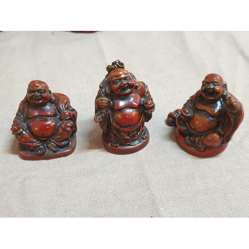 75 - Set of 6 x Miniature Buddhas (H:4.5cm) Together with 2 x Buddhas (H:12cm) and Female Deity (H:18cm)