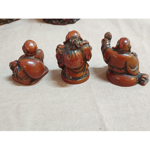 75 - Set of 6 x Miniature Buddhas (H:4.5cm) Together with 2 x Buddhas (H:12cm) and Female Deity (H:18cm)