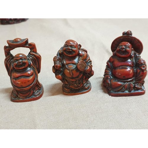 75 - Set of 6 x Miniature Buddhas (H:4.5cm) Together with 2 x Buddhas (H:12cm) and Female Deity (H:18cm)