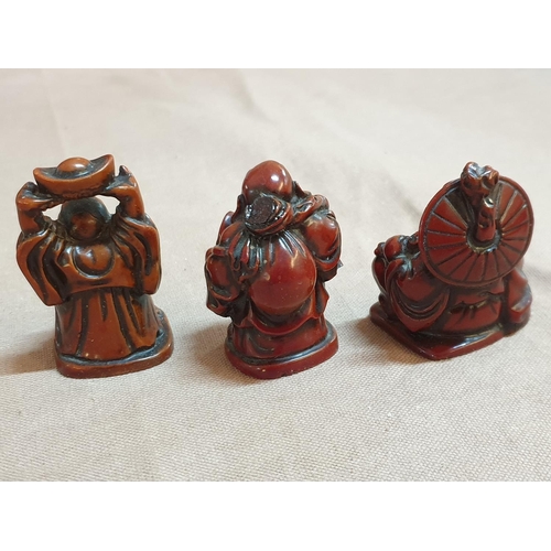 75 - Set of 6 x Miniature Buddhas (H:4.5cm) Together with 2 x Buddhas (H:12cm) and Female Deity (H:18cm)