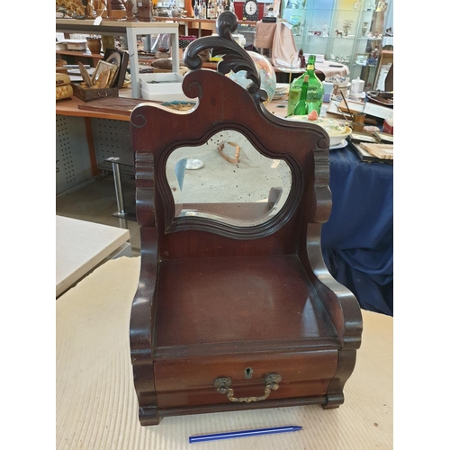 76 - Victorian Bracket with Shaped Bevelled Mirror and Drawer (48 x 26.5 x 23cm)