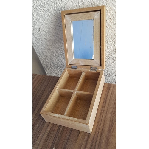 844 - Wooden Rustic Style Jewllery Box with Mirror (14.5 x 19.5 x 7.5cm) Together with Swarovski Key Ring ... 