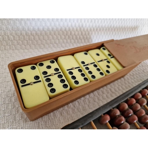 748 - Vintage 'Lotus Flower Brand' Abacus, Together with 'Aeroplane' Set of 28 Dominoes in Case, Both Made... 