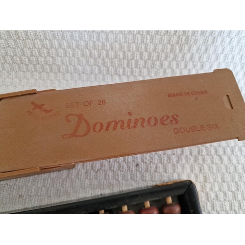 748 - Vintage 'Lotus Flower Brand' Abacus, Together with 'Aeroplane' Set of 28 Dominoes in Case, Both Made... 