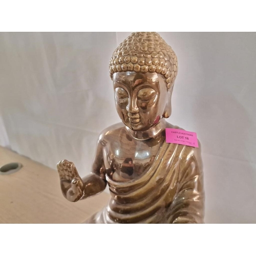 18 - Very Large Bronzed Porcelain Buddha (Overall 38 x 24cm)
