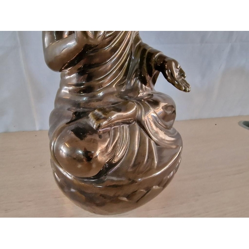 18 - Very Large Bronzed Porcelain Buddha (Overall 38 x 24cm)