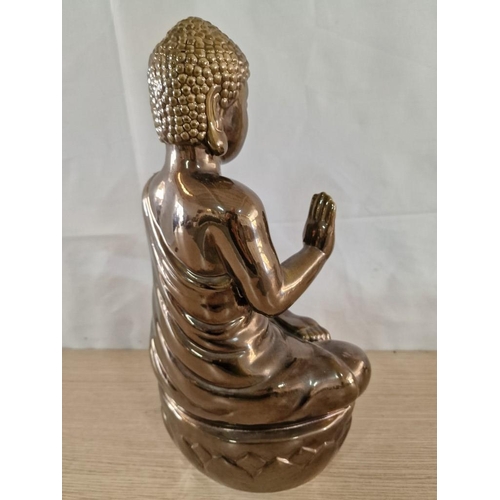 18 - Very Large Bronzed Porcelain Buddha (Overall 38 x 24cm)