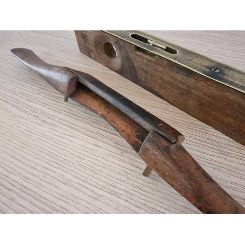 46 - Brass and Wood Vintage Spirit Levels Plus Spoke Shave (3)