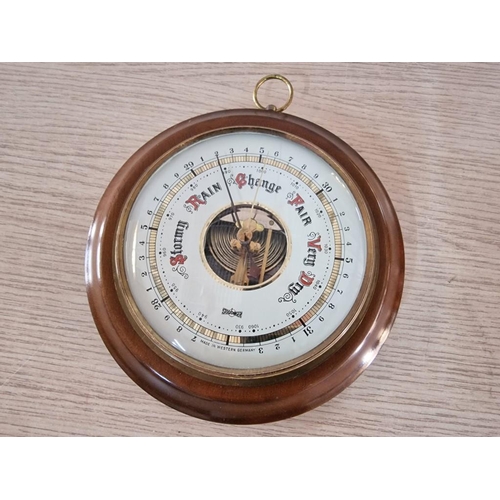 63 - German Made Wall Hanging Circular Barometer in Wooden Frame (Ø: 18cm)