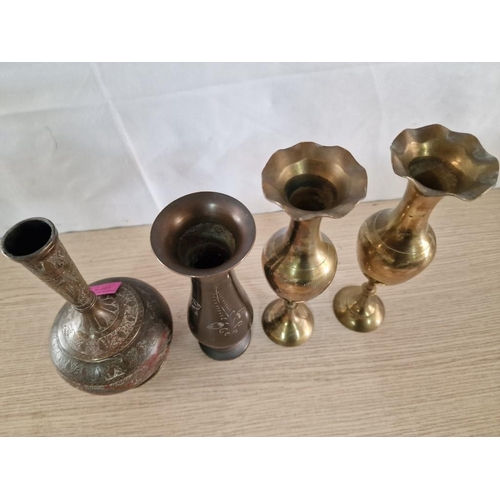 76 - Pair of Brass Vases (H:22cm and Others)