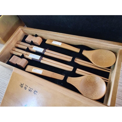 81 - Boxed, Un-Used Oriental Set for 2, Plus Oriental Place Mats (4), Chop Sticks & Rests, Plus Boxed Jap... 