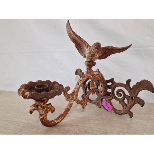 84 - Cast Iron Vintage Wall Sconce / Candle Holder with Bird (29 x 29 x 23cm)