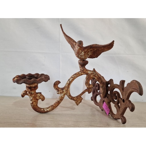 84 - Cast Iron Vintage Wall Sconce / Candle Holder with Bird (29 x 29 x 23cm)