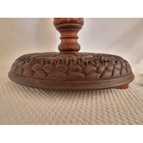 90 - Ornate / Highly Carved Wooden Standard Lamp Part Base, (Approx. H: 64cm)