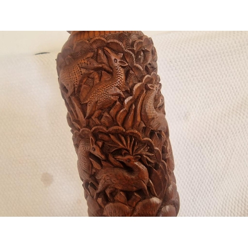 90 - Ornate / Highly Carved Wooden Standard Lamp Part Base, (Approx. H: 64cm)