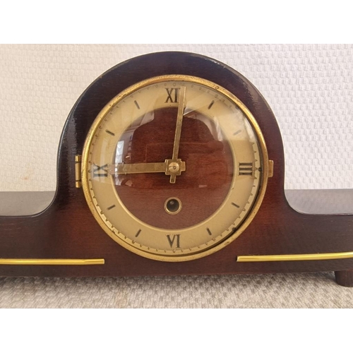 91 - Vintage Wooden Mantel Clock with Key Wound Movement, (a/f)