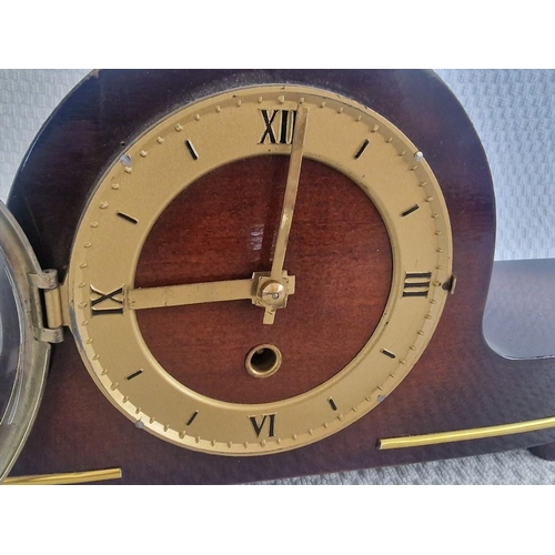 91 - Vintage Wooden Mantel Clock with Key Wound Movement, (a/f)