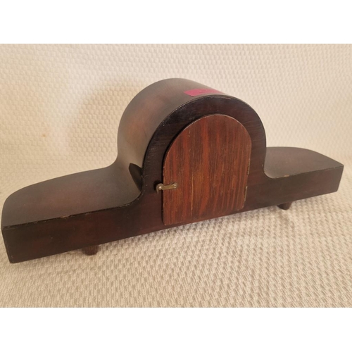 91 - Vintage Wooden Mantel Clock with Key Wound Movement, (a/f)