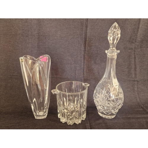 96 - Bohemia Crystal Vase, Crystal Decanter and Crystal Ice Bucket, (3)