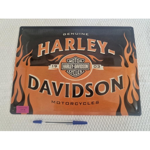 98 - 'Genuine Harley Davidson Motorcycles' Metal Wall Sign / Advertising, by Nostalgic Art, Made in Germa... 