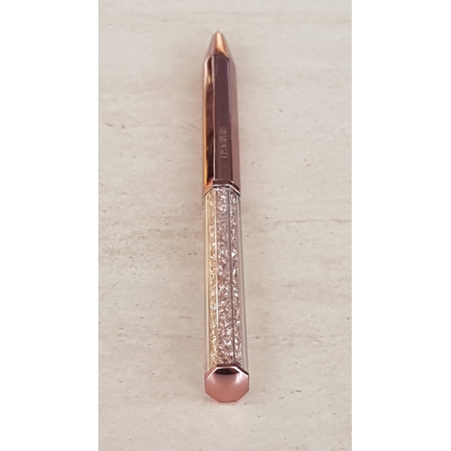 6 - Nib Swarowski Crystalline Ballpoint Pen Octagonal Pink Rose Gold Tone Plated Pouch (5669937) Origina... 