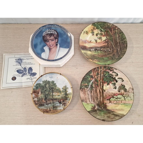 85 - Collection of 4 x Decorative Wall Plates, Incl. Princess Diana Tribute (Ltd Ed. Franklin Mint), John... 