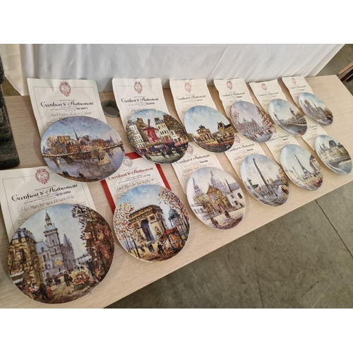 89 - Collection of 12 x Limited Edition D'Arceau-Limoges Wall Plates with French Landmarks Decoration, (1... 