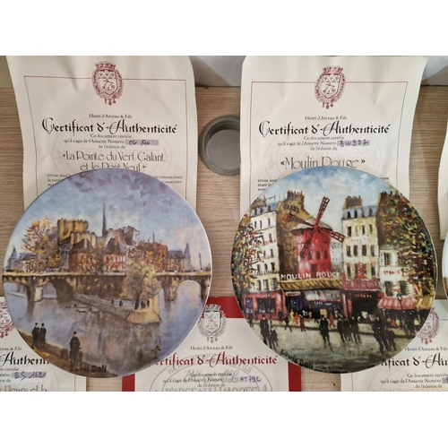 89 - Collection of 12 x Limited Edition D'Arceau-Limoges Wall Plates with French Landmarks Decoration, (1... 