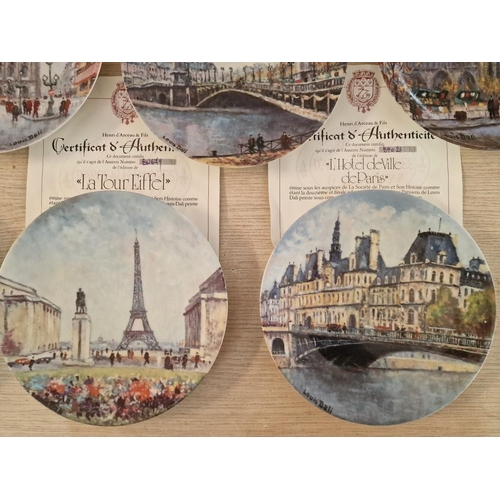 89 - Collection of 12 x Limited Edition D'Arceau-Limoges Wall Plates with French Landmarks Decoration, (1... 