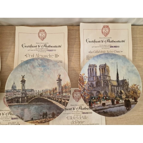 89 - Collection of 12 x Limited Edition D'Arceau-Limoges Wall Plates with French Landmarks Decoration, (1... 