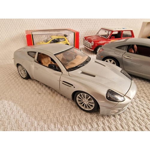 94 - Collection of 6 x Scale Model Vehicles; Burago 1/18 Aston Martin Vanquish and Chrysler Crossfire, Bu... 