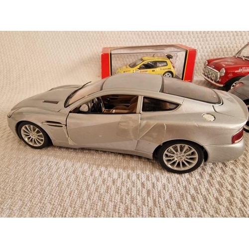 94 - Collection of 6 x Scale Model Vehicles; Burago 1/18 Aston Martin Vanquish and Chrysler Crossfire, Bu... 