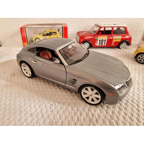 94 - Collection of 6 x Scale Model Vehicles; Burago 1/18 Aston Martin Vanquish and Chrysler Crossfire, Bu... 