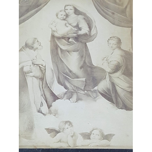 257 - Sistine Madonna (After Raphael) Vintage Print of Antique Religious' Icon, Framed (25.5 x 31cm)